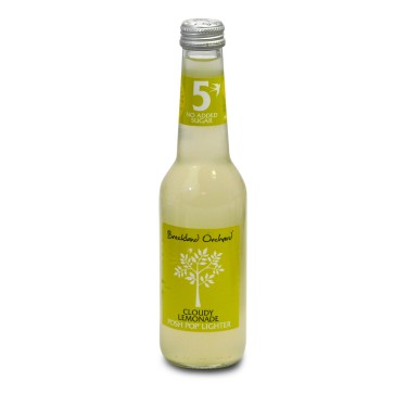  zingy carbonated soft drink made with lemon and sweetener